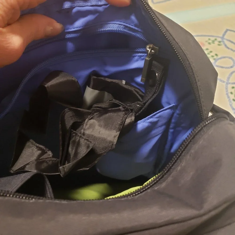 Moleskine Messenger Backpack Computer Bag. Black with Blue and Green Interior